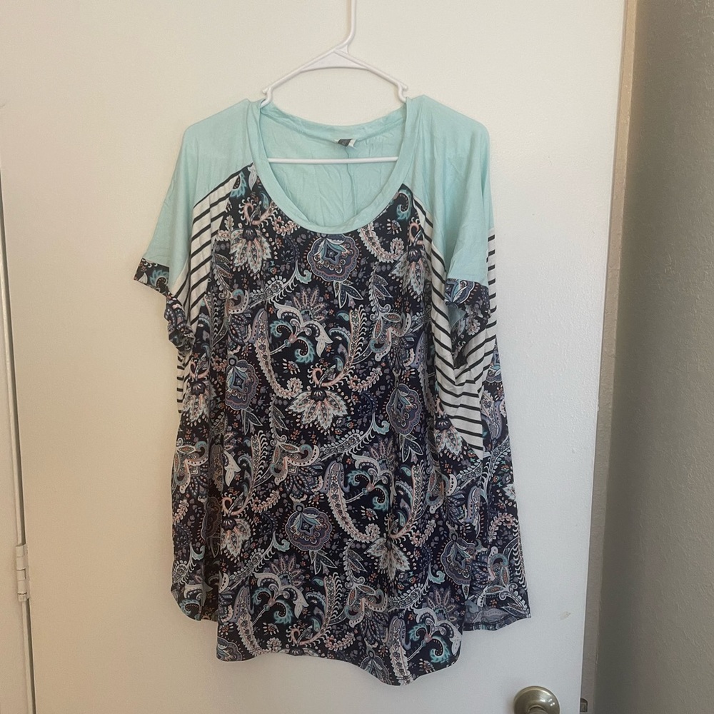 Blue paisley and striped shirt